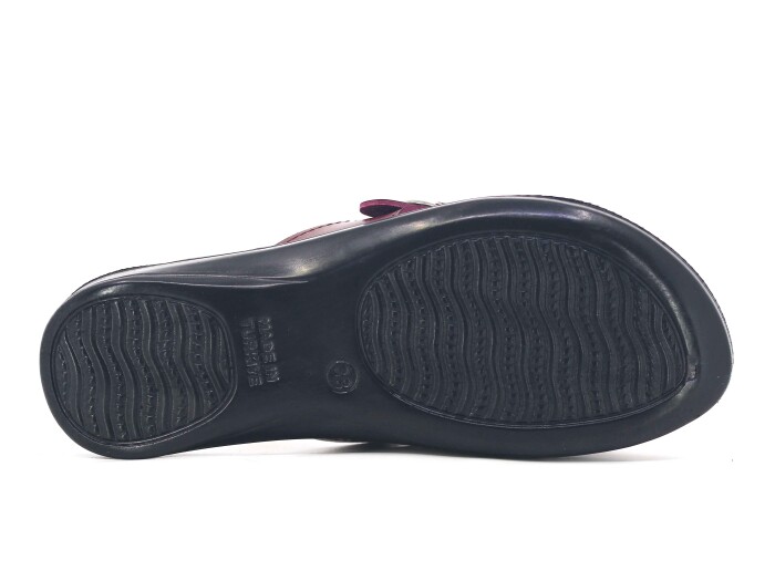 Polex Zenne 5858-C Çapraz Tek Toka Pedli Günlük Terlik Bordo - 3