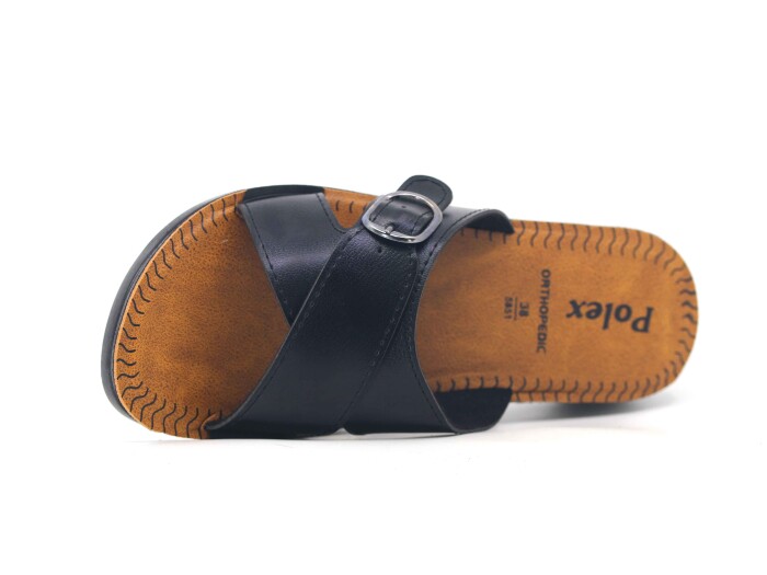Polex Zenne 5858-C Çapraz Tek Toka Pedli Günlük Terlik Siyah - 2