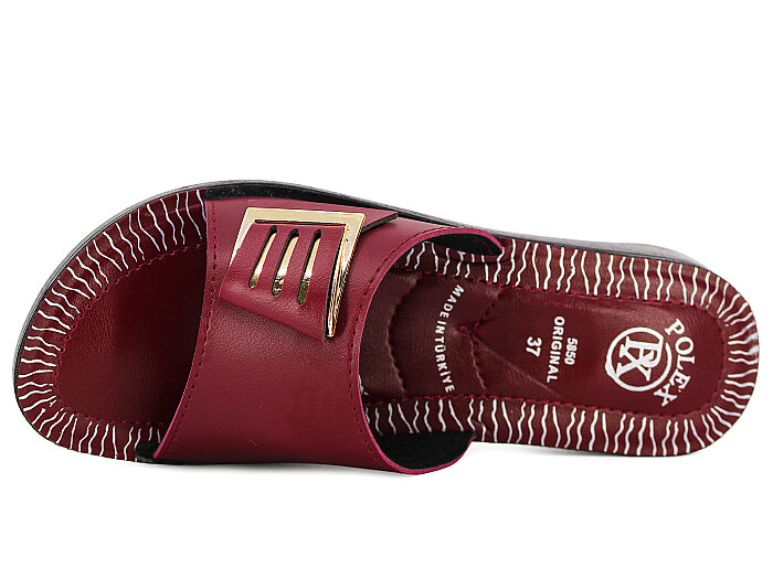 Polex Zenne 5854-C Tokalı 3 Çizgili Pedli Günlük Terlik Bordo - Polex (1)