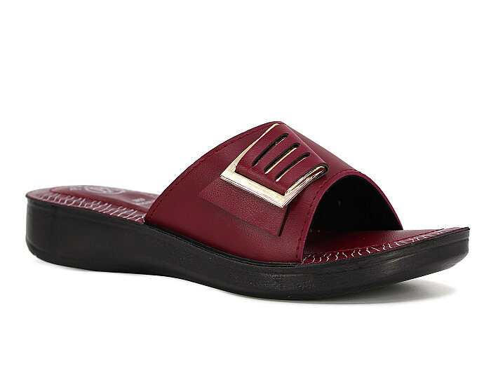 Polex Zenne 5854-C Tokalı 3 Çizgili Pedli Günlük Terlik Bordo 