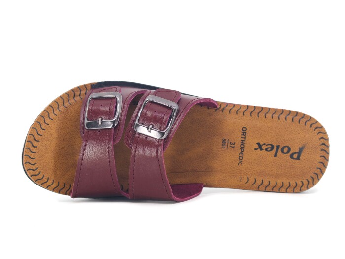 Polex Zenne 5852-C Çift Toka Pedli Günlük Terlik Bordo - 2