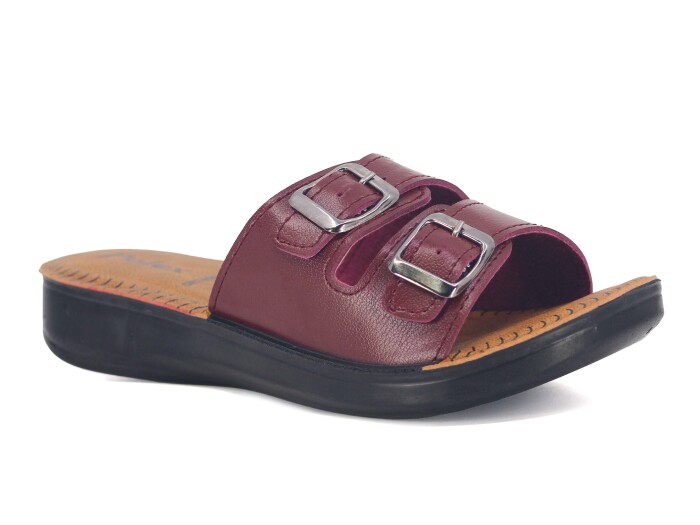 Polex Zenne 5852-C Çift Toka Pedli Günlük Terlik Bordo 