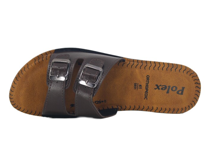 Polex Zenne 5852-C Çift Toka Pedli Günlük Terlik Kahve - 2