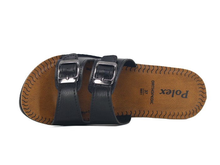 Polex Zenne 5852-C Çift Toka Pedli Günlük Terlik Siyah - 2