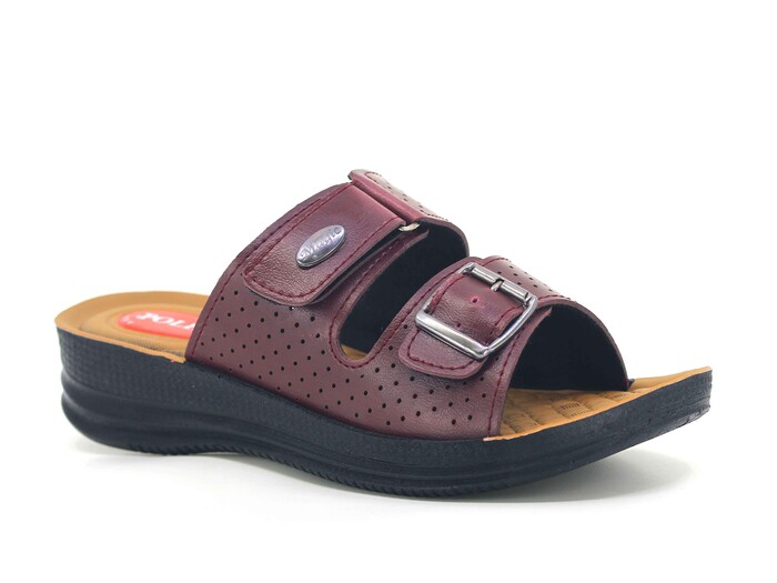 Polex Zenne 601 Cırtlı Tokalı Pedli Günlük Terlik Bordo