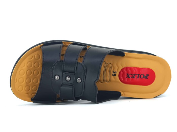 Polex Zenne 809 Geçmeli Üç Boncuklu Enj. Günlük Terlik Siyah - Polex (1)