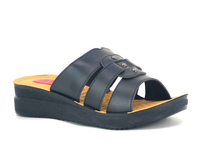 Polex Zenne 809 Geçmeli Üç Boncuklu Enj. Günlük Terlik Siyah - Polex