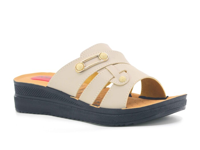 Polex Zenne 812 Damla Toka Enj. Pedli Günlük Terlik Krem - Polex