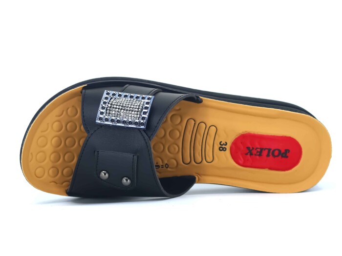 Polex Zenne 819 Kare Tokalı Enj. Pedli Günlük Terlik Siyah - 2