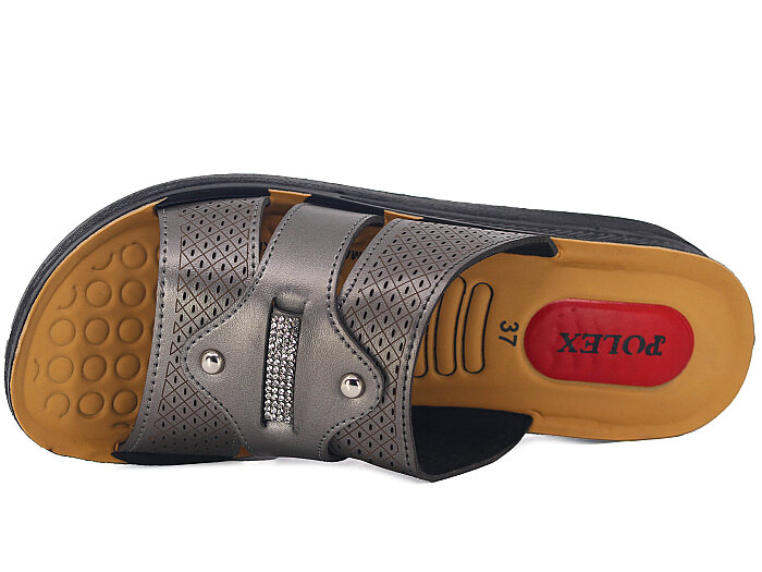 Polex Zenne 825 Enj. Pedli Günlük Terlik Platin - 2