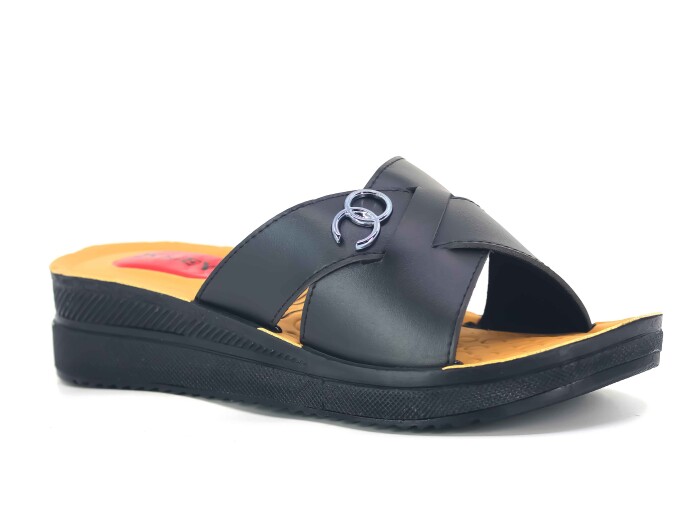 Polex Zenne 847 Çapraz Geçmeli Tokalı Pedli Günlük Terlik Siyah - Polex