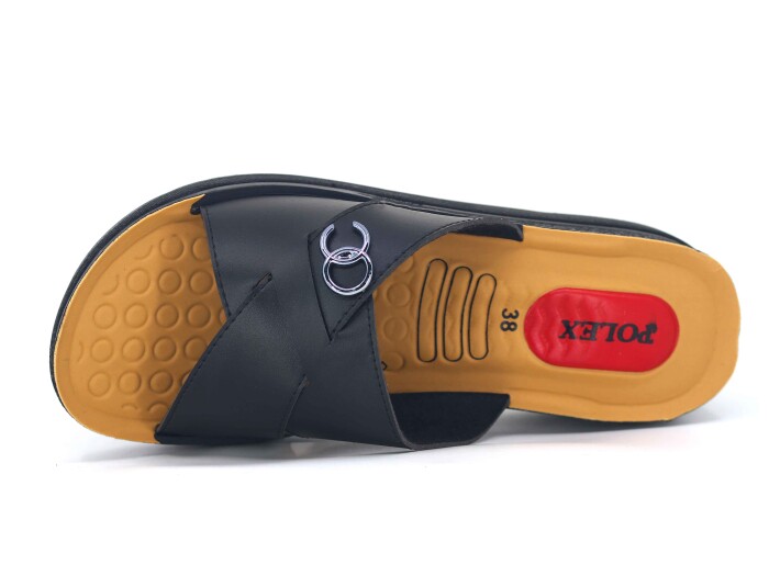 Polex Zenne 847 Çapraz Geçmeli Tokalı Pedli Günlük Terlik Siyah - Polex (1)