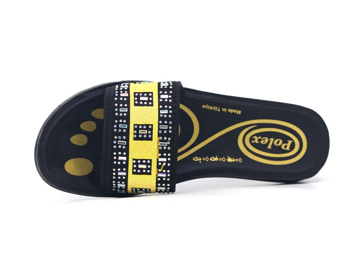 Polex Zenne A15 Nakışlı Günlük Terlik Altın - 2