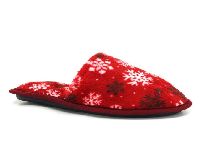 Auris Zenne HSN Çanak Terlik Kar Desenli Kırmızı - Auris