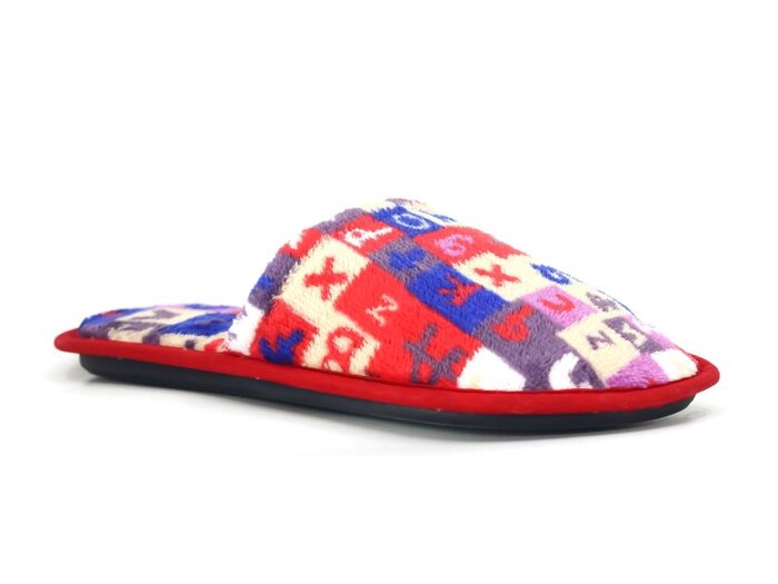 Auris Zenne HSN Çanak Terlik Kareli Kırmızı - Auris