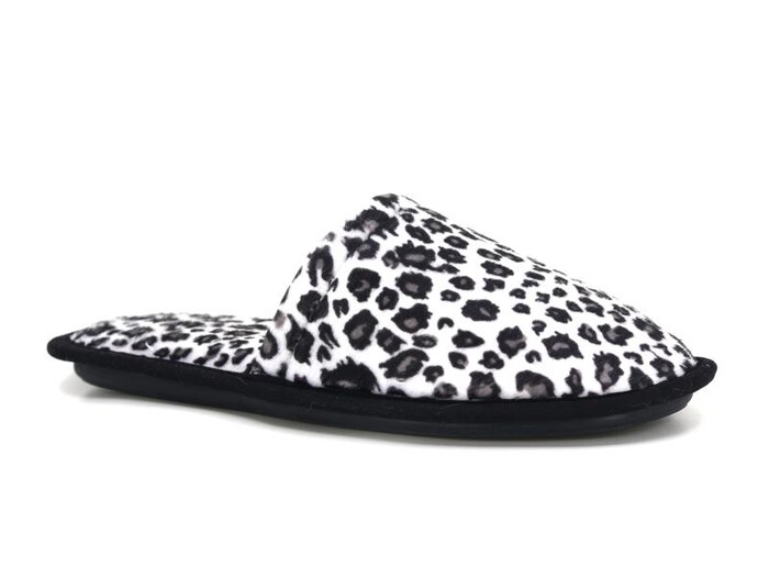 Auris Zenne HSN Çanak Terlik Leopar Siyah - Beyaz 