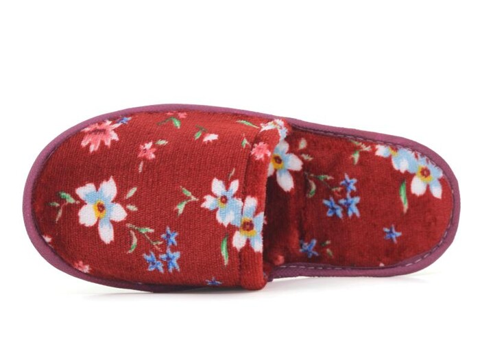 Auris Zenne Kadife Çanak Terlik Çiçekli Bordo - Auris (1)