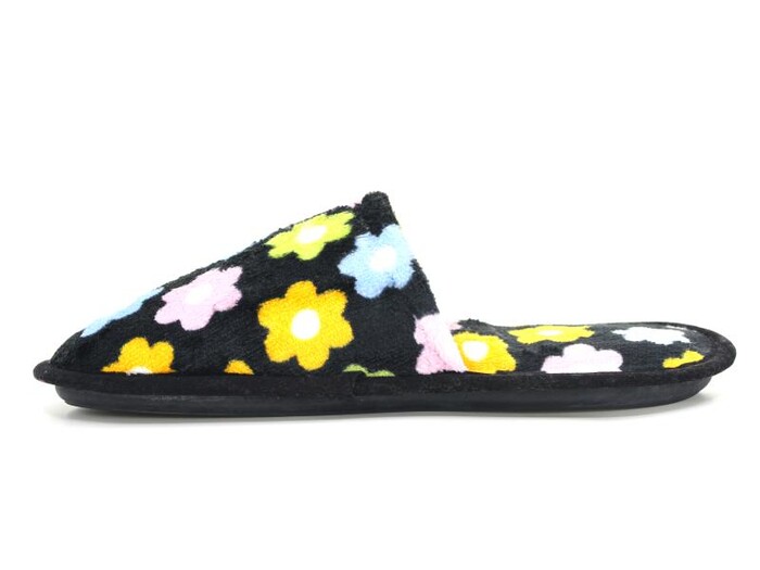 Auris Zenne Kadife Çanak Terlik Çiçekli Siyah - Auris (1)