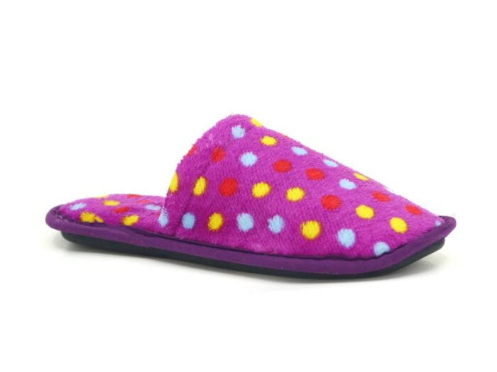 Auris Zenne Kadife Çanak Terlik Desenli Fuşya - 1