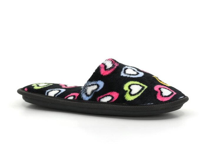 Auris Zenne Kadife Çanak Terlik Kalpli Siyah - Auris