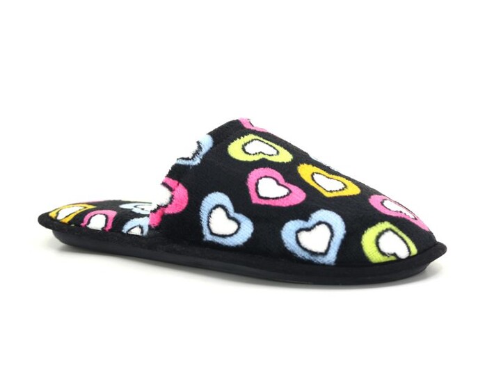 Auris Zenne Kadife Çanak Terlik Kalpli Siyah - 6