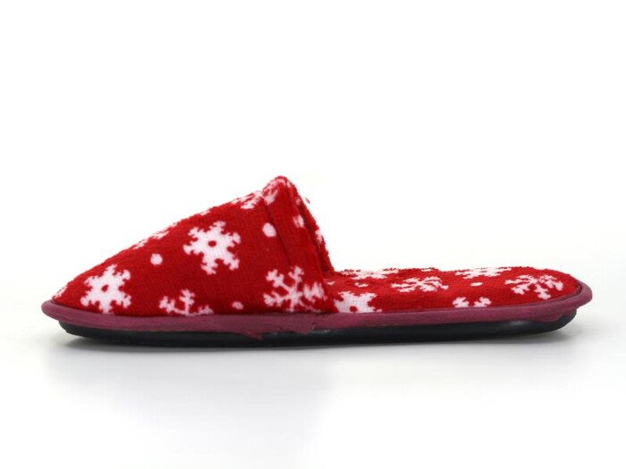 Auris Zenne Kadife Çanak Terlik Kar Desenli Bordo - 2