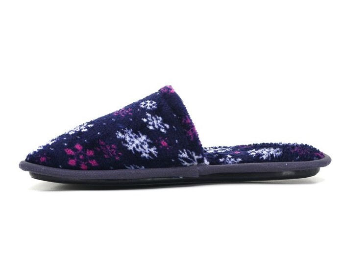 Auris Zenne Kadife Çanak Terlik Kar Desenli lacivert - 2