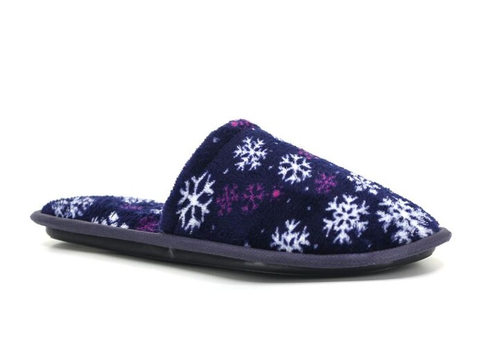 Auris Zenne Kadife Çanak Terlik Kar Desenli lacivert - 4