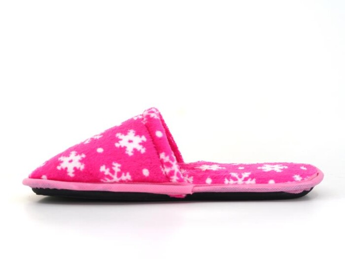Auris Zenne Kadife Çanak Terlik Kar Desenli Pembe - 3