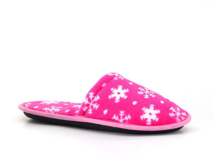 Auris Zenne Kadife Çanak Terlik Kar Desenli Pembe - Auris