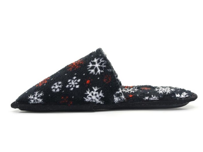 Auris Zenne Kadife Çanak Terlik Kar Desenli Siyah - 5