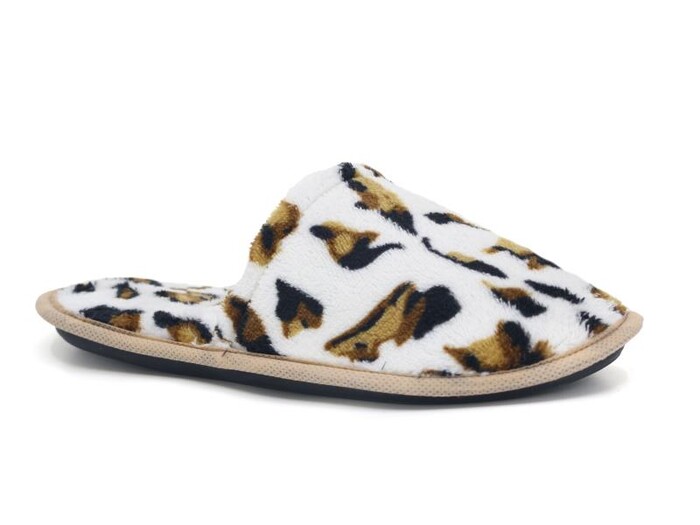 Auris Zenne Kadife Çanak Terlik Leopar - Bej - 1