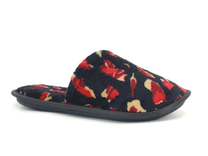 Auris Zenne Kadife Çanak Terlik Leopar Siyah - 1