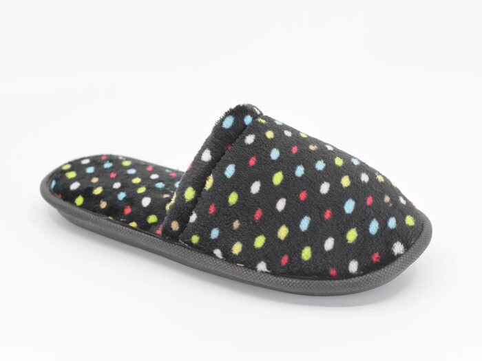 Auris Zenne Kadife Çanak Terlik Noktalı Siyah 