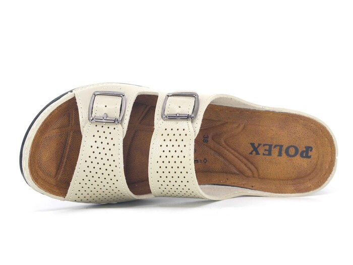 Polex Zenne Z116-0101 Çift Toka Lazerli Monta Günlük Terlik Bej - 2