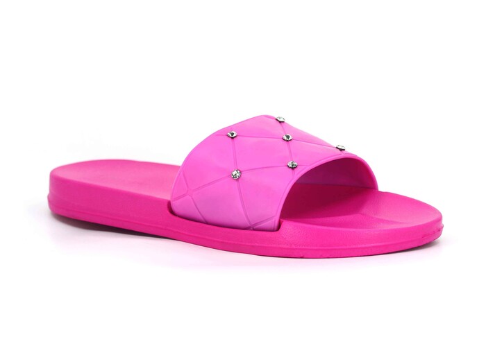 Polialabo Zenne 13075 Baklava Desen Taşlı Lux Eva Terlik Fuşya - Polialabo