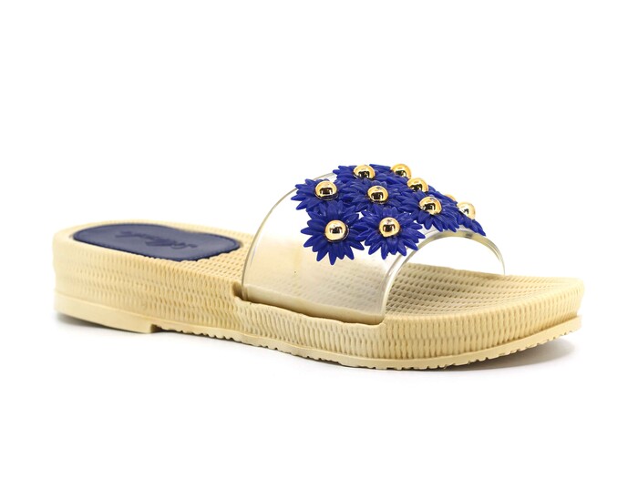 Polialabo Zenne 18020 Boncuklu Kaydırmaz Terlik Lacivert - 1