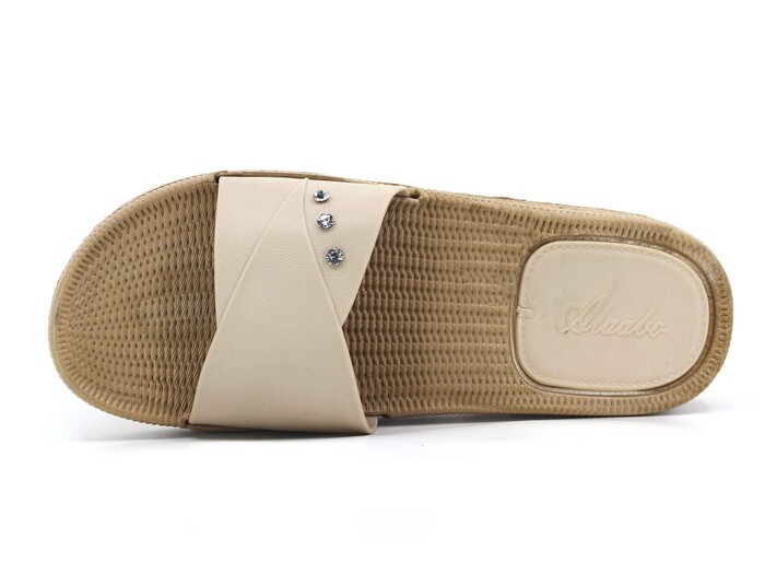 Polialabo Zenne 18033 Taşlı Parçalı Kaydırmaz Terlik Bej - 2