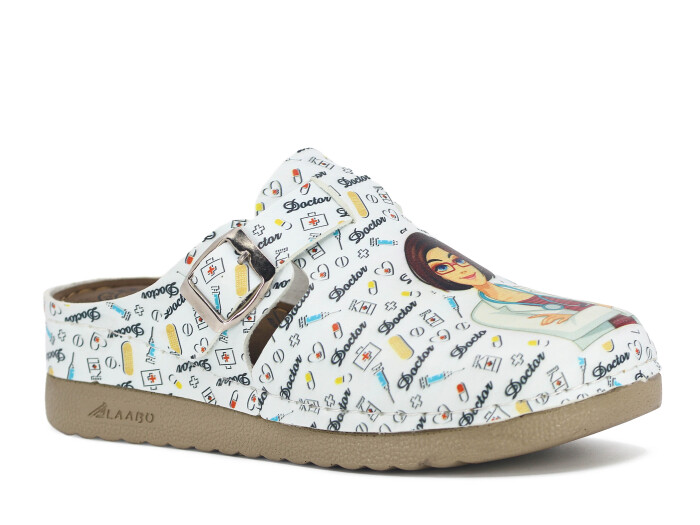 Polialabo Zenne 3515-8147 Tokalı Dijital Baskı (8174) Kapalı Terlik Beyaz - Polialabo