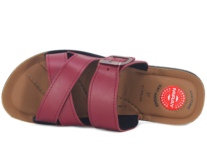 Polier Zenne Miray Çapraz Tokalı Pedli Poşetli Günlük Terlik Bordo - Polier (1)