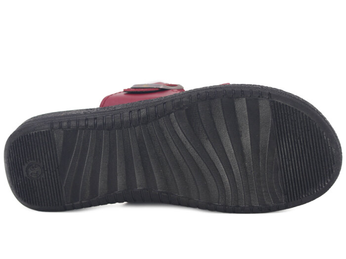 Polier Zenne Miray Çapraz Tokalı Pedli Poşetli Günlük Terlik Bordo - 3