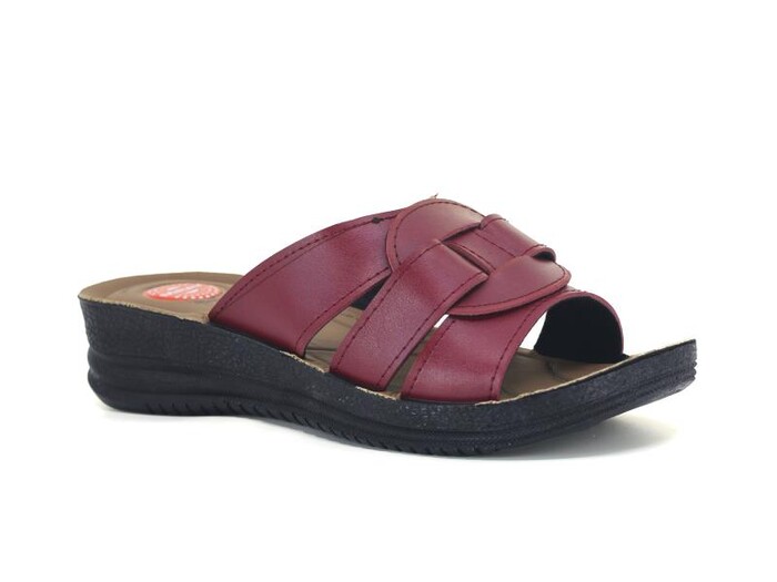 Polier Zenne Miray Kelebek Geçmeli Pedli Poşetli Günlük Terlik Bordo - Polier