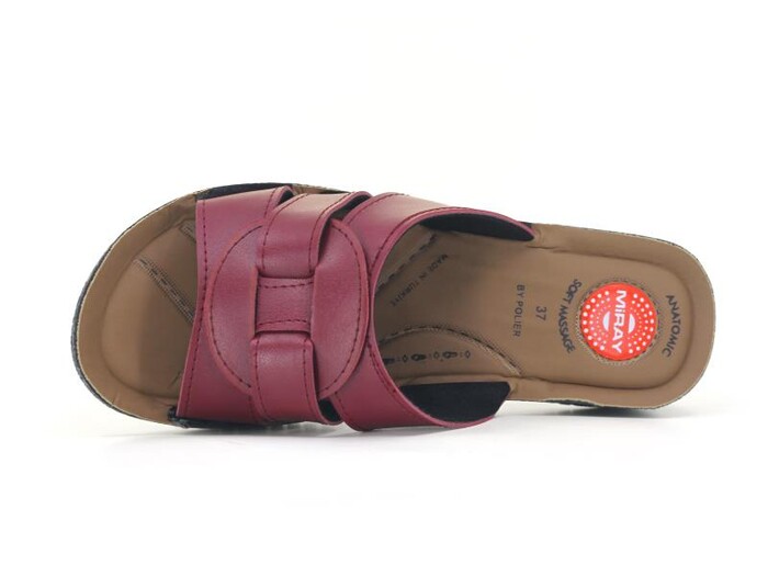 Polier Zenne Miray Kelebek Geçmeli Pedli Poşetli Günlük Terlik Bordo - Polier (1)