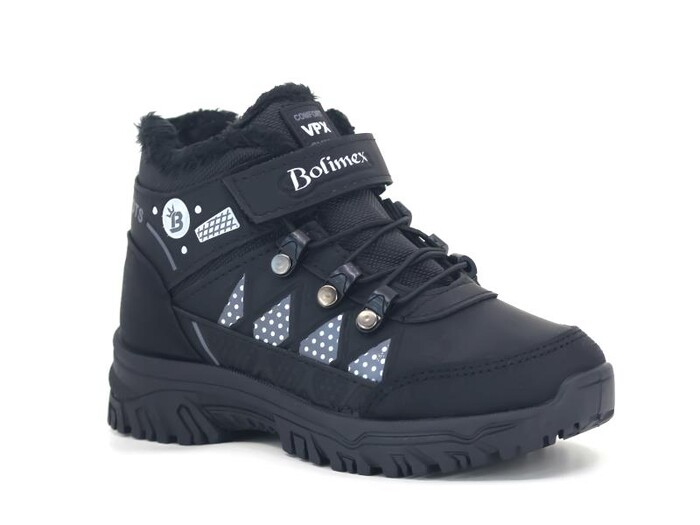 Poliva Filet 5105 Bolimex Peluşlu Trekking Kısa Bot Siyah - Beyaz - Thumbnail