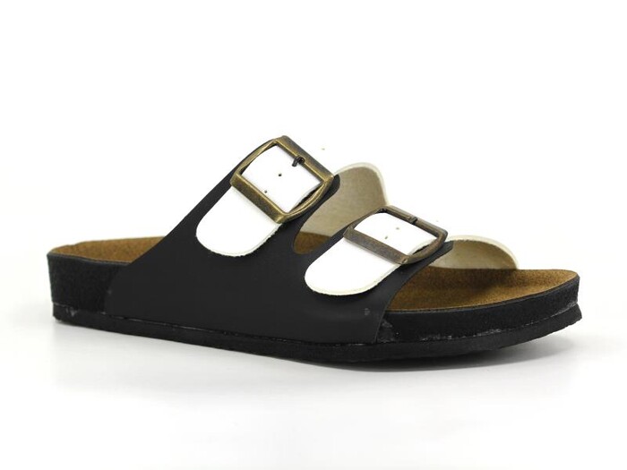 Poliva Zenne 2025 Britshose Çift Toka Birken Monta Günlük Terlik Beyaz - Siyah 