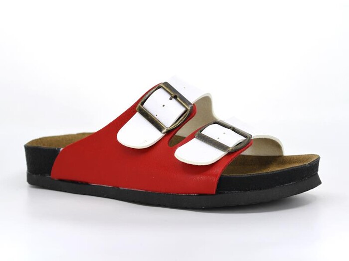 Poliva Zenne 2025 Britshose Çift Toka Birken Monta Günlük Terlik Bordo - Beyaz - Poliva