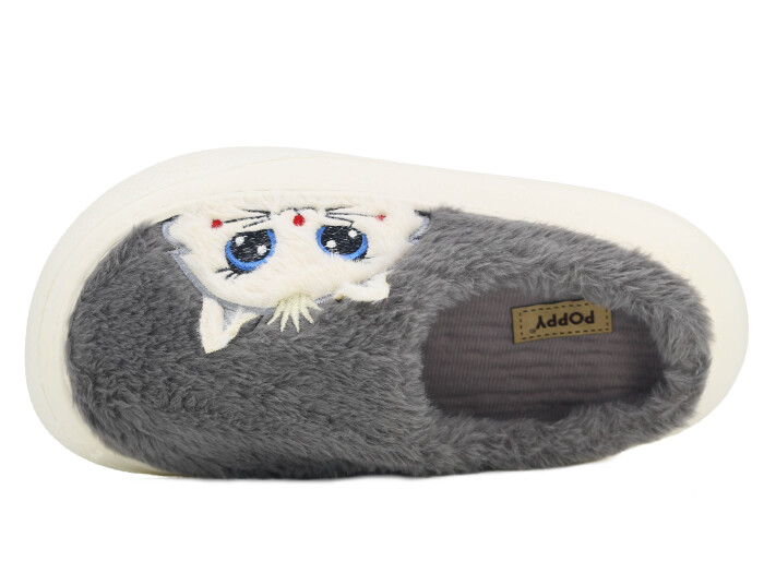 Auris Zenne 2025 Hayvanlı Eva Ev Terliği Kedili Füme - 2