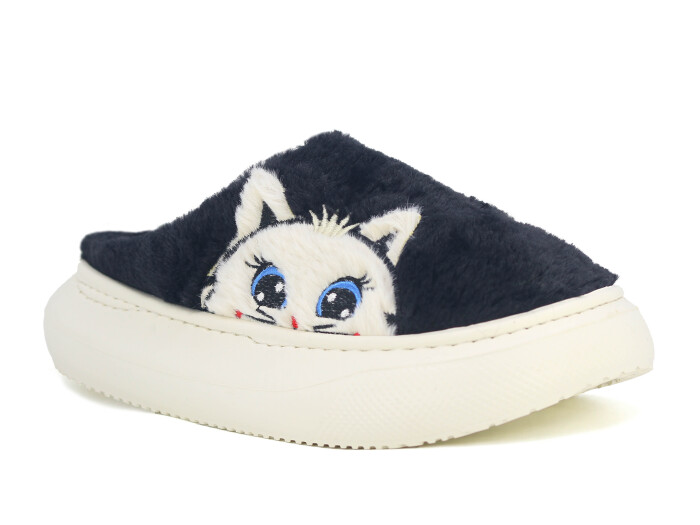 Auris Zenne 2025 Hayvanlı Eva Ev Terliği Kedili Siyah 