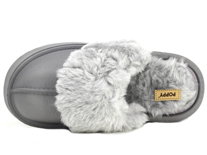 Auris Zenne Yakası Peluşlu Eva Ev Terliği Açık Gri - Auris (1)