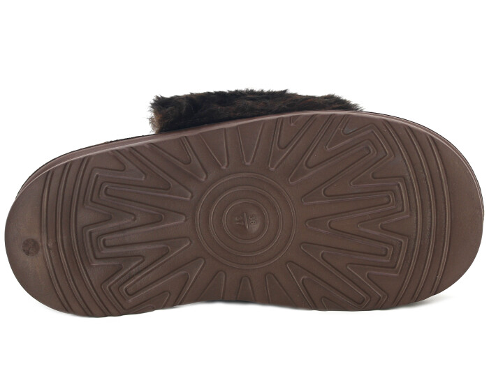 Auris Zenne Yakası Peluşlu Eva Ev Terliği Kahve - 3